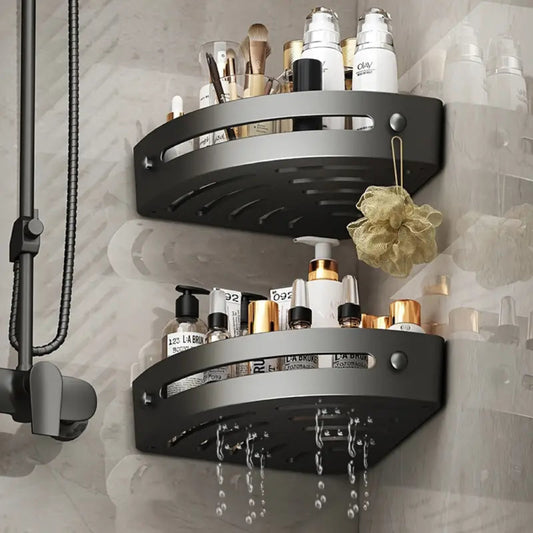 2pcs Black Corner Shower Caddy