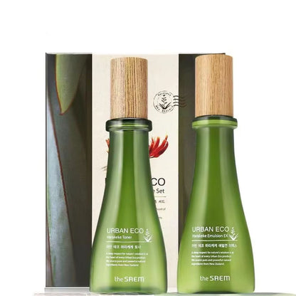 The Saem Urban Eco Harakeke Skincare Set - 100ml Toner + 100ml Emulsion