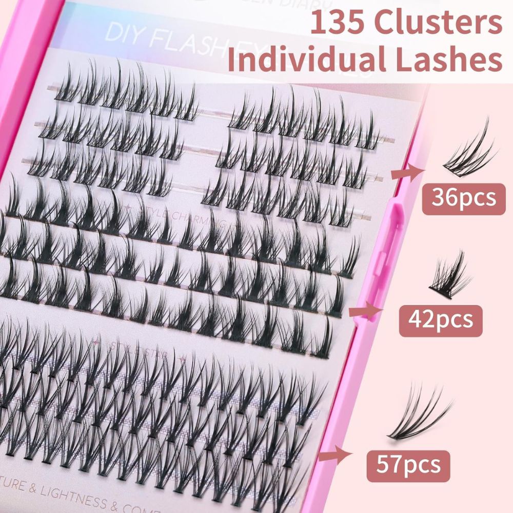 MLEN Diary DIY Cat Eyelash Clusters - 135 Pcs