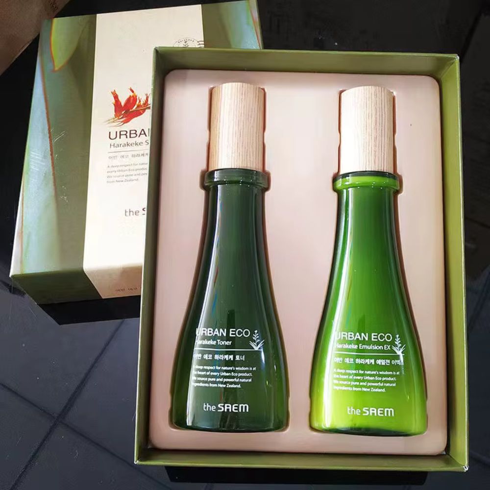 The Saem Urban Eco Harakeke Skincare Set - 100ml Toner + 100ml Emulsion