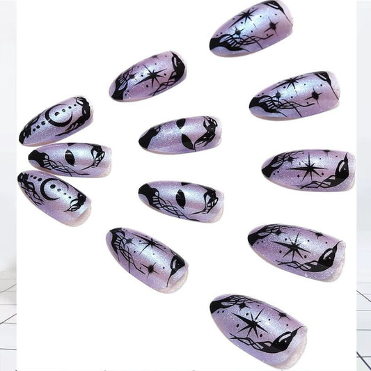 Brishow Purple Ghost Press-On Nails – 24 Pcs