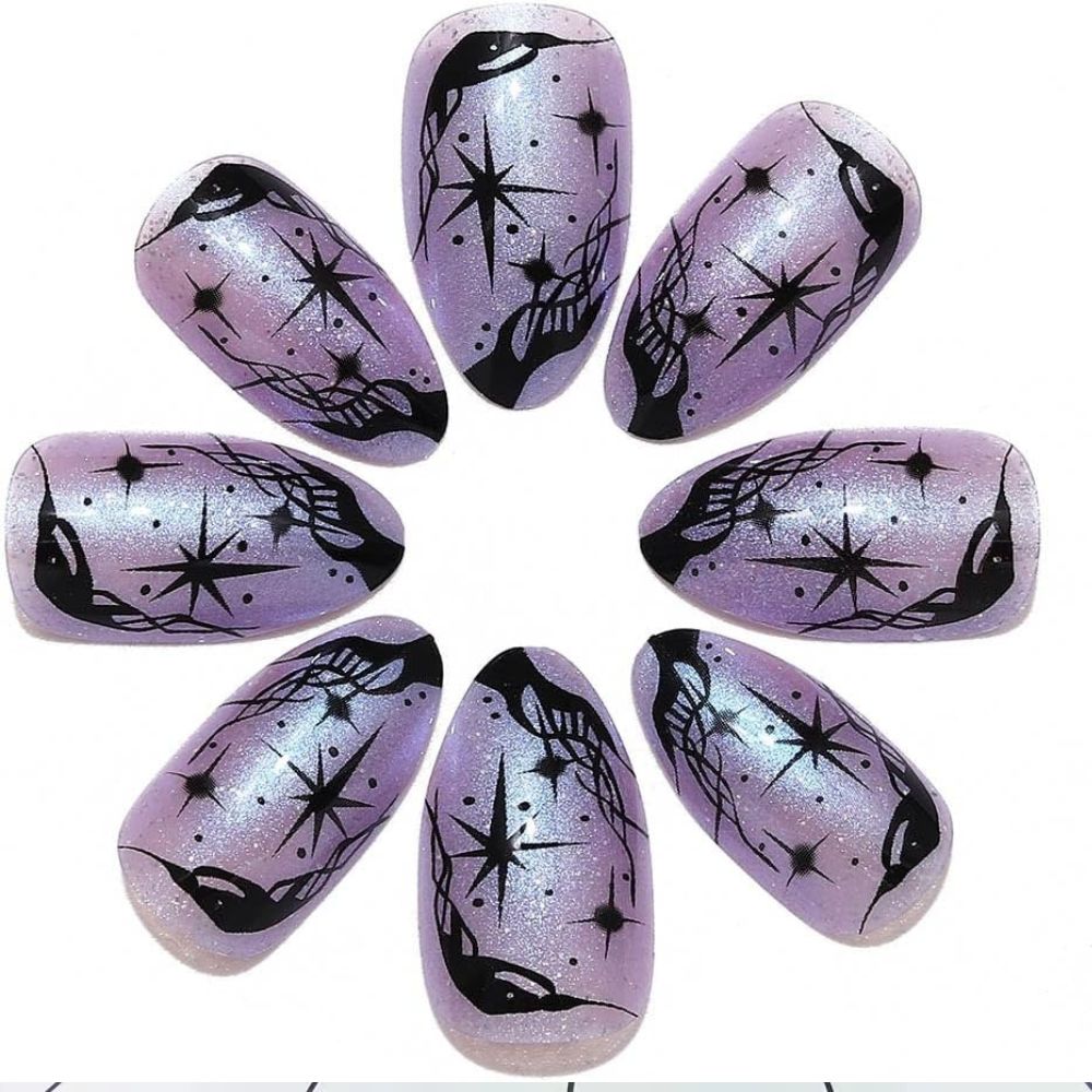 Brishow Purple Ghost Press-On Nails – 24 Pcs