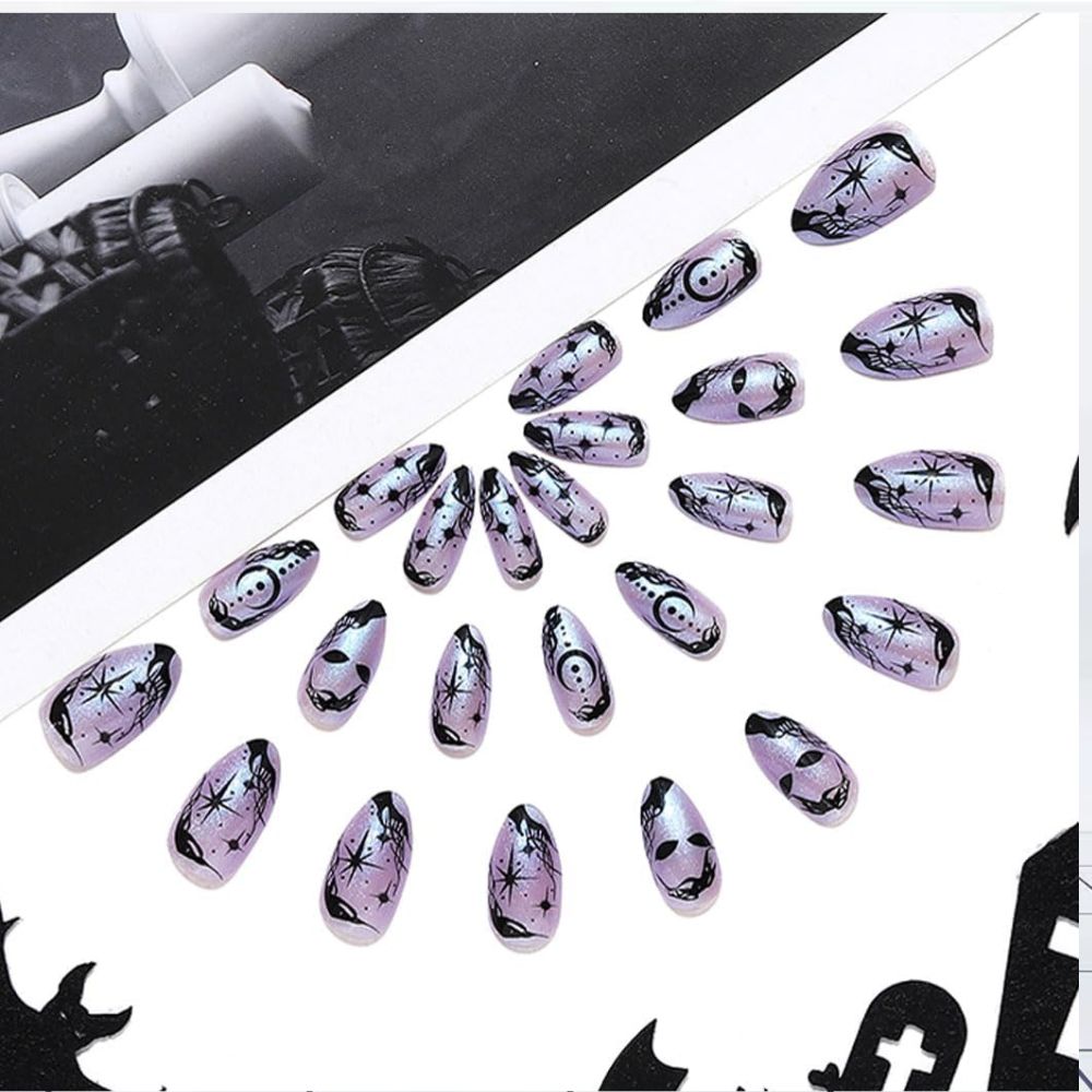 Brishow Purple Ghost Press-On Nails – 24 Pcs