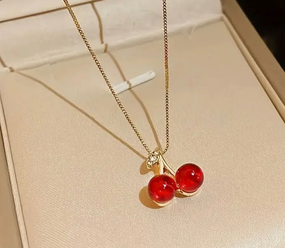 Red Cherry Pendant Necklace