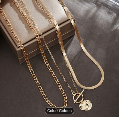 3-Piece Coin Pendant Necklace