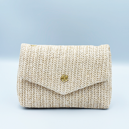 Casual Woven Crossbody Bag - Beige