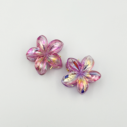 2pcs Boho Transparent Resin Flower Clips