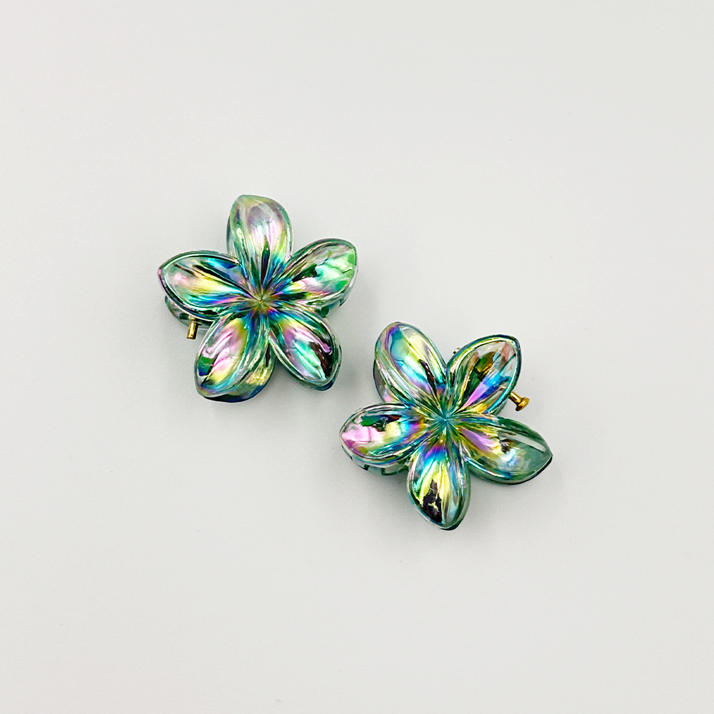 2pcs Boho Transparent Resin Flower Clips