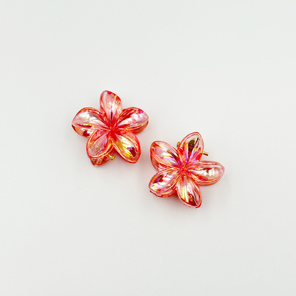 2pcs Boho Transparent Resin Flower Clips