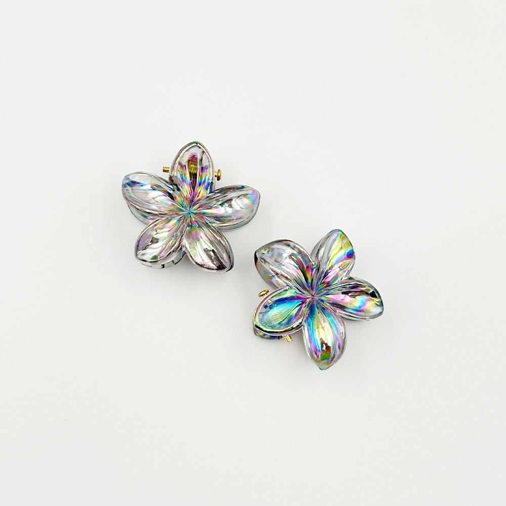 2pcs Boho Transparent Resin Flower Clips