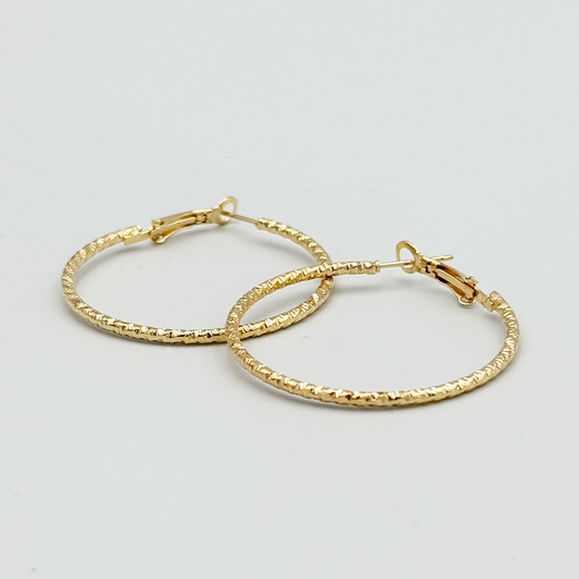 Gold Textured Hoop Earrings