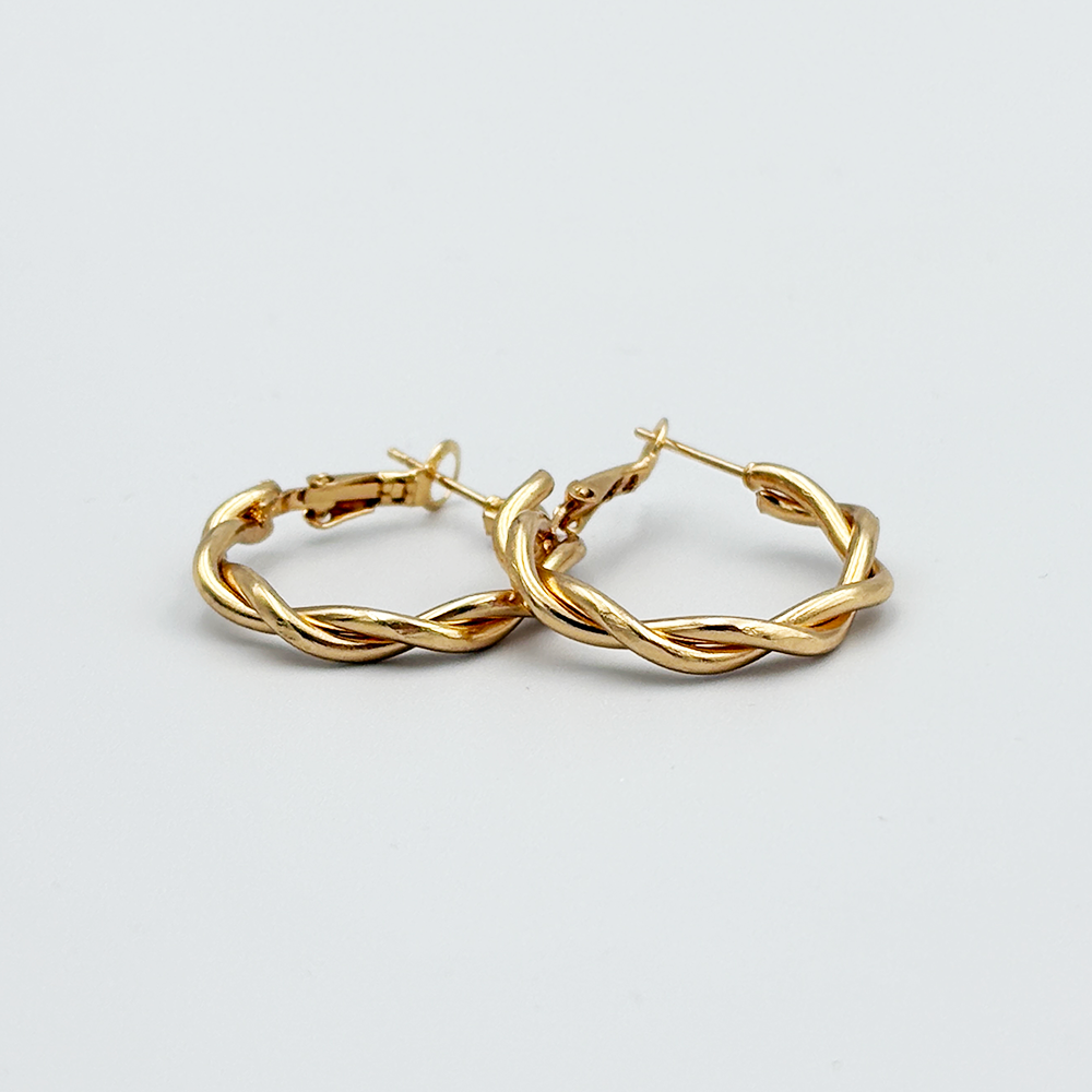 Gold Twisted Hoop Earrings