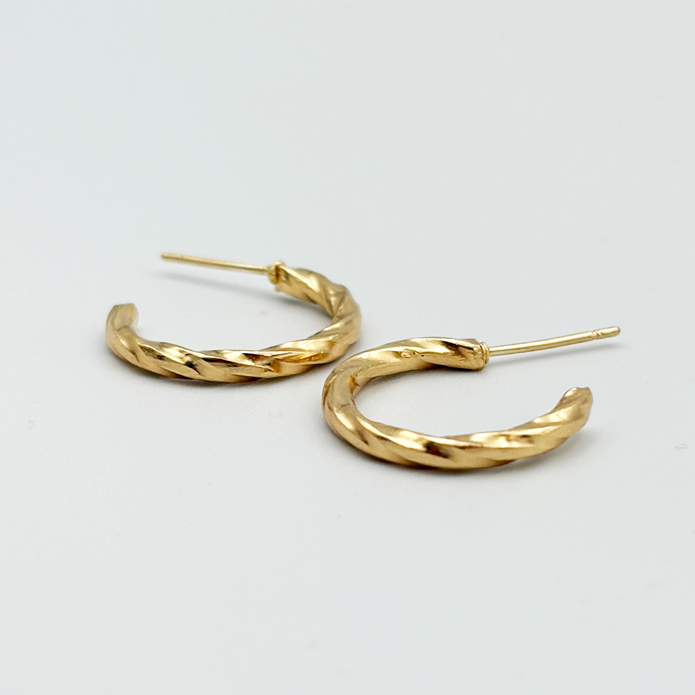 Woven Gold Hoops Earrings