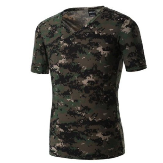 Men's Tactical V-Neck T-Shirt with UV Protection