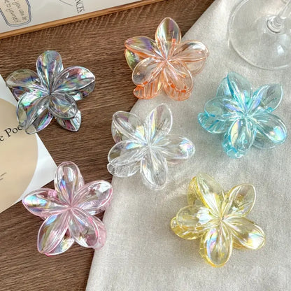 2pcs Boho Transparent Resin Flower Clips