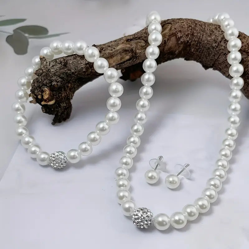 Bohemian Style Pearl Set - Necklace, Earrings, & Bracelet