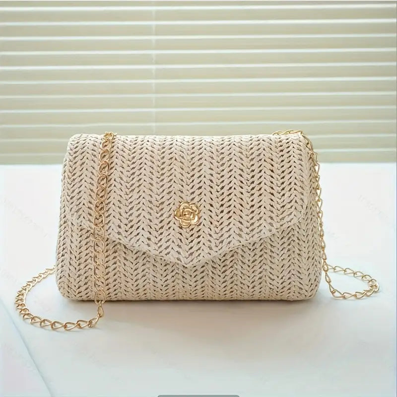 Casual Woven Crossbody Bag - Beige